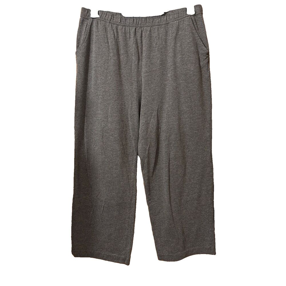 Women’s White Stag Petite Dark Gray Elastic Waist Pull On Pants Pockets Size L